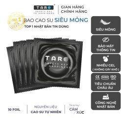 Combo 10 foil Taro UltraThin mỏng vô hình, X2 Gel bôi trơn, Hiệu quả kinh tế